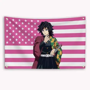 Tomioka Giyuu American Flag Anime Devil Killer: Kimetsu No Yaiba Banner Tapestry Wallpaper Decoration Outdoor Decoration Garage Flag Tapestry Flag.