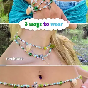 Green Dragonfly 3 in 1 Body Chain: Waist Beads/Bracelet/Necklace | Handmade to Order | Swamp Beach Beaded Body Jewelry Body | Durable Hypoallergenic