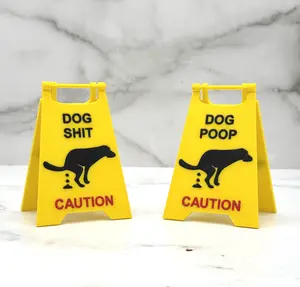 Mini “Dog Poop Caution” Sign | Funny Yard & Desk Decor | Pet Humor Gift for Dog Owners