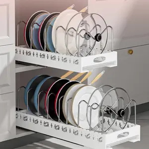 Pull-out pots and pans lid plate draining rack, cabinet built-in draining rack Organiser Storage Kitchen