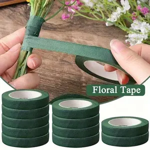 Sortilumia Floral Packaging Ribbon with Artificial Leaves, Natural DIY Tape for Gift Wrapping, Scrapbooking, Card Making