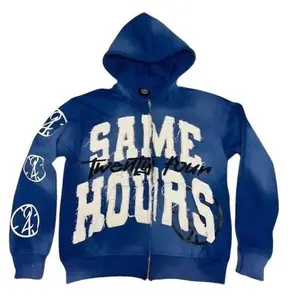 Y2K Men's Harajuku Letter Design Long Sleeve Hoodie - Casual Sweatshirt for Autumn and Winter, Oversized, Pullover, Operator Motocross