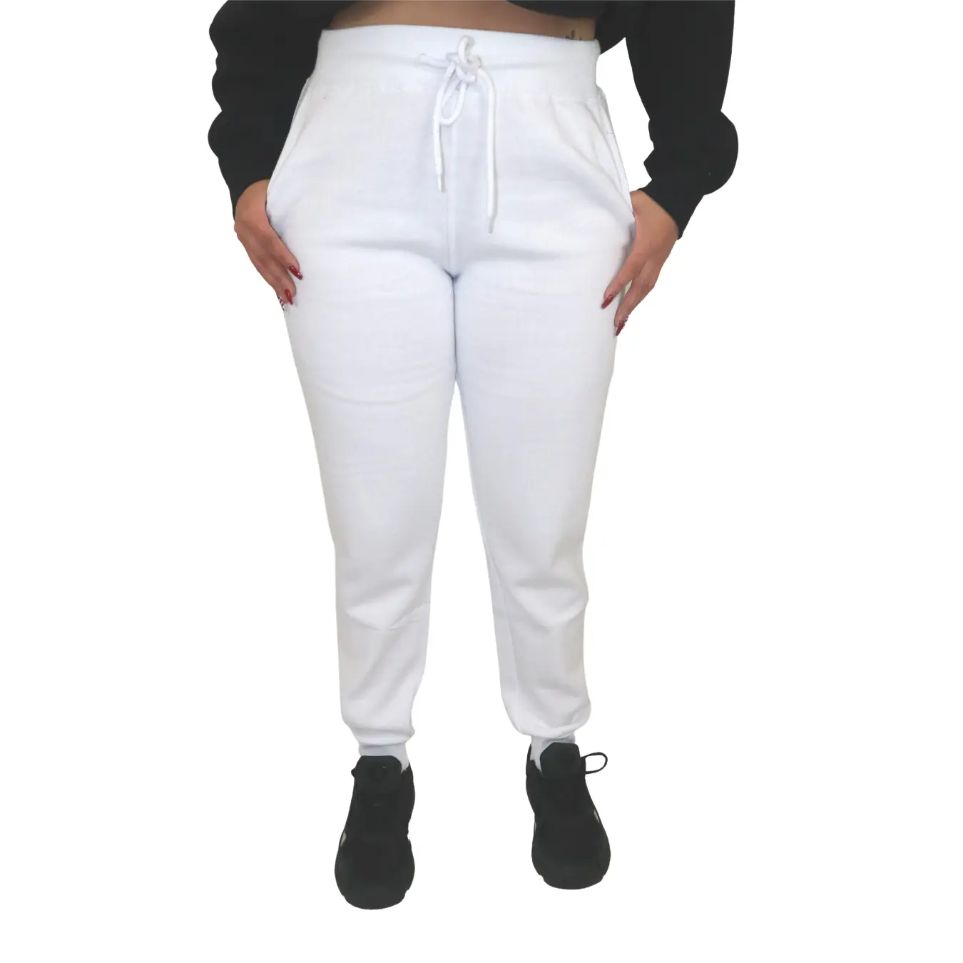 Soft Fleece Joggers - All Seasons - White - Comfortable and Versatile - Sweat Pants Fall Comfy With Pockets