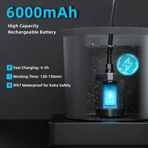 Portable Camping Shower, 6000mAh Rechargeable Shower Pump, Filtered Shower Head & 5 Gallons Foldable Bucket, Outdoor Shower for Hiking Beach, Travel, Pet Bath, Car Washing, Surf & Boat Cleaning