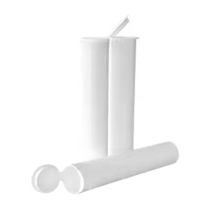 White 90mm Pop Top Tubes- Child Resistant Tube Packaging White 90mm 3.5" (1000 per case)