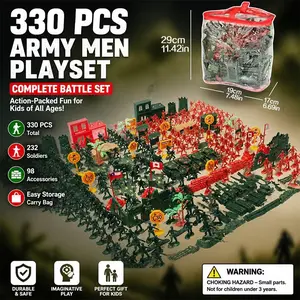 330+ Pcs 1.57 Inch Army Men Soldier Toys, Classic Design for Ages 3+, Perfect for Collectors & Kids, Nostalgic Military Figures