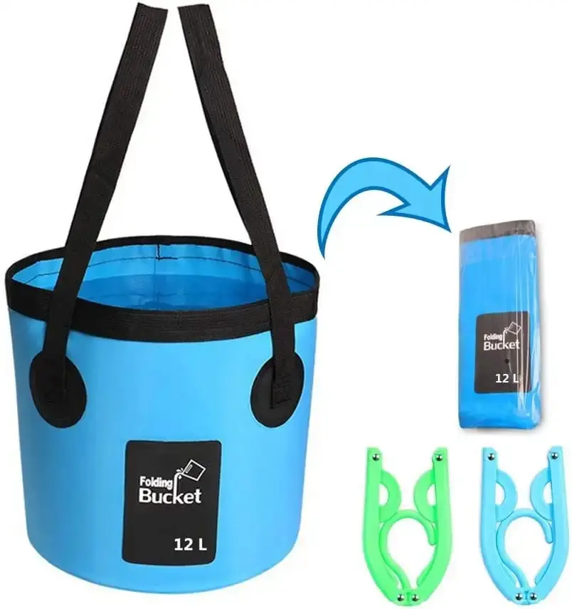 Collapsible Bucket, 3 Gallon Portable Folding Bucket Multifunctional Fishing Bucket for Travelling Camping Hiking Fishing Gardening