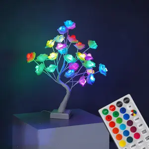 [2026 New] LED Rose Tree Lamp – Color Changing Flower Light for Spring Garden, Easter & Aesthetic Room Decor, Remote & Cordless, Romantic Mood Lighting Gift for Home Decor Lovers, Boho Floral Vibe， Dorm Decor / Room Aesthetic / Graduation Gift