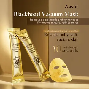 Aavini Turmeric Vitamin C Foaming Oxygenating Mask (12 Sticks/Box) – Self-Foaming Bubble Mask, Deep Cleansing & Pore Refining, Brightening with Turmeric & VC Derivative, Food-Grade Foaming Agent, Gentle & Non-Irritating