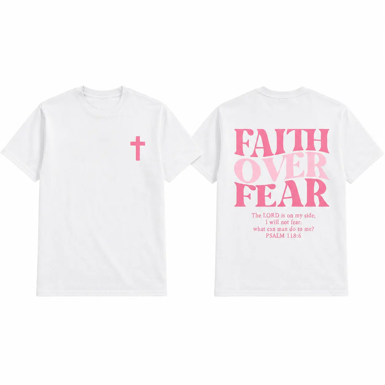 Faith Over Fear Graphic Tees - Vintage Trendy Urban Streetwear for Fashion Lovers - Stylish Casual Gym/Everyday Wear with Minimalist Bold Slogan & Soft Comfort For Women For Men 180G/230G 100% cotton, lightweight and breathable, soft and comfortable