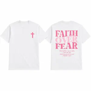 Faith Over Fear Graphic Tees - Vintage Trendy Urban Streetwear for Fashion Lovers - Stylish Casual Gym/Everyday Wear with Minimalist Bold Slogan & Soft Comfort For Women For Men 180G/230G 100% cotton, lightweight and breathable, soft and comfortable