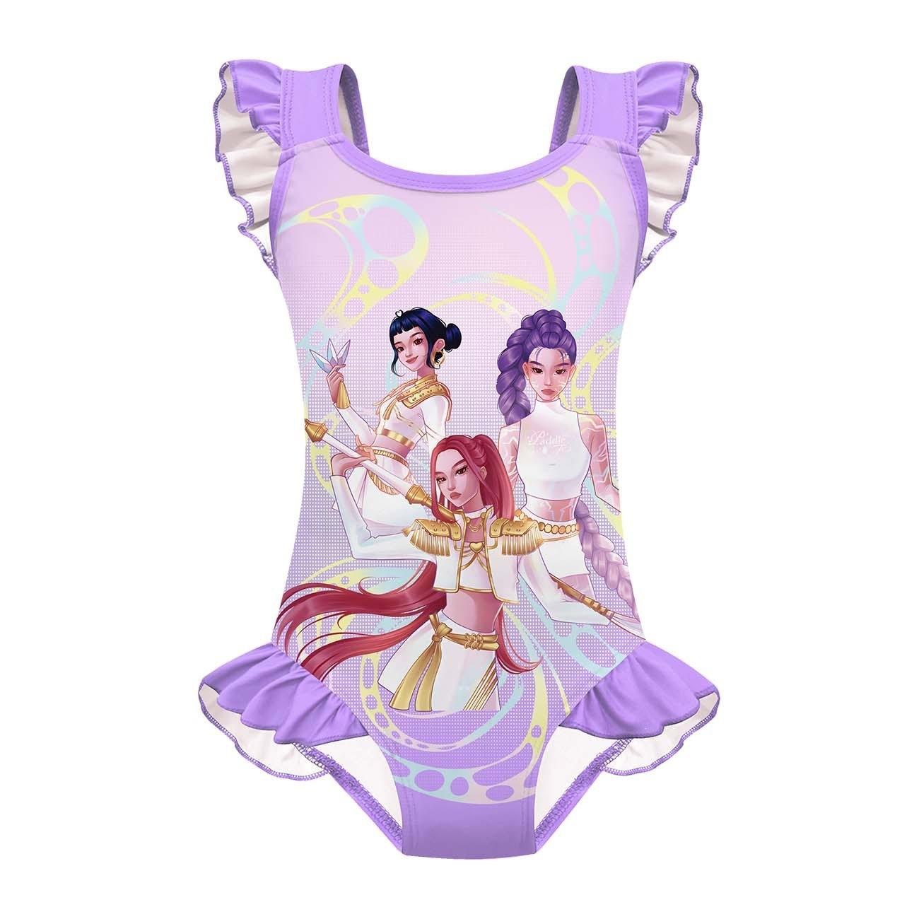 2026 New Arrival: K-Pop-Style "Demon Huntress" Girl Group Outfit — High-Stretch, Lace-Trimmed One-Piece Swimsuit & Cosplay Set