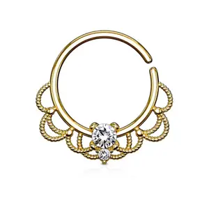 Statement Gold 16 Gauge Henna Diamond Septum Piercing