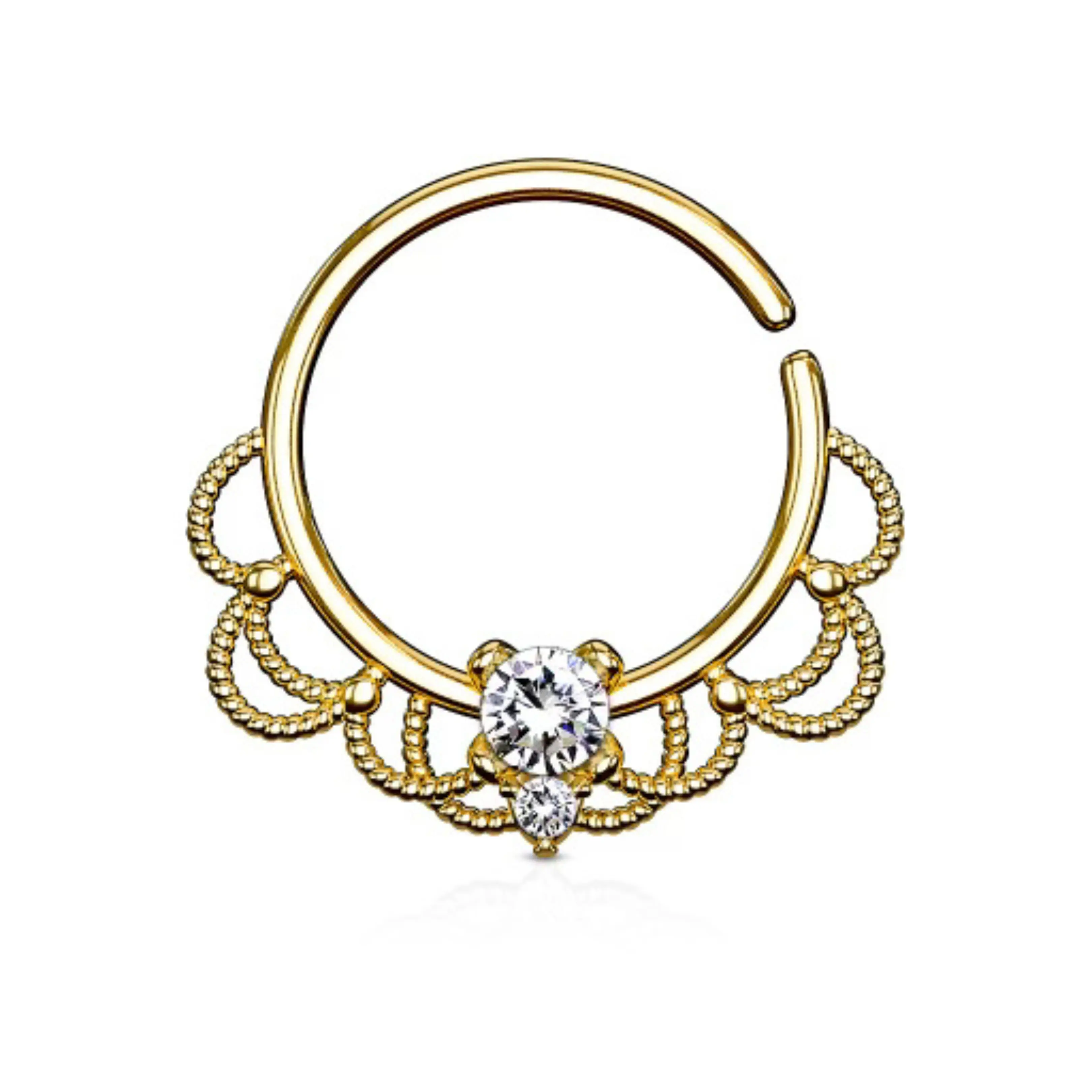 Statement Gold 16 Gauge Henna Diamond Septum Piercing