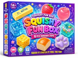 8-Piece Mystery Squishy Toy Set, Slow-Rising Stress Relief Fidget Toys, Sensory Squishy Bundle with 8 Unique Styles, Creative Blind Box Party Gifts
