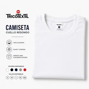 TricoTextil Men Cotton Crew Neck T-Shirt Basic Casual White