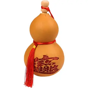 Natural Gourd Bottle – Handcrafted Calabash Decor Item, Mini Hollow Ornament |   Small Vintage-Inspired Home Accent for Shelf Display Night Stands Living Room Window Corners Or Cultural Souvenir