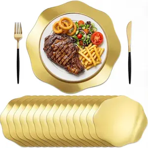 100 PCS Disposable Paper Placemats, GOH DODD 13" Thicken Mirrored Charger Plates Table Decoration Place Mats for Dinning Kitchen Bridal Shower Baby Shower Banquet Birthday Party Wedding, Round, Gold
