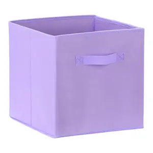 REGALWOVEN Fabric Storage Cube with Handle, Storage Bin for Shelves Closet, Collapsible Storage Basket for Organizing Clothes Books 12.2*12.2*12.2in Purple