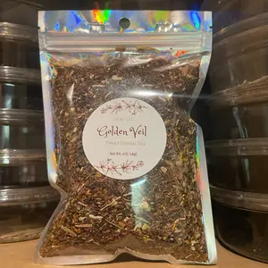 GOLDEN VEIL Cinnamon Vanilla Honeybush Sweet Dream Meditation Tea - South African Honeybush, Cinnamon, Vanilla Rooibos, Ashwagandha, California Poppy, Chamomile, Valerian Root for Deep Relaxation - Herbal