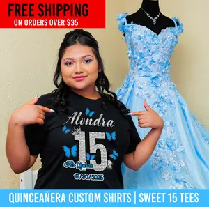 playeras personalizadas para Quinceañera con nombre y fecha