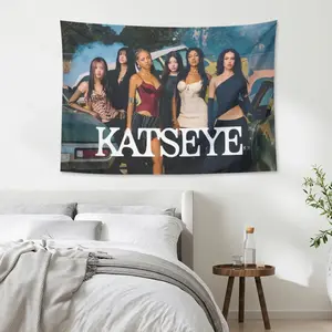 KATSEYE BEAUTIFUL CHAOS Funny Tapestries Durable Man Cave Wall Flag for College Dorm Room Decor Outdoor Party Banner Tree Design
