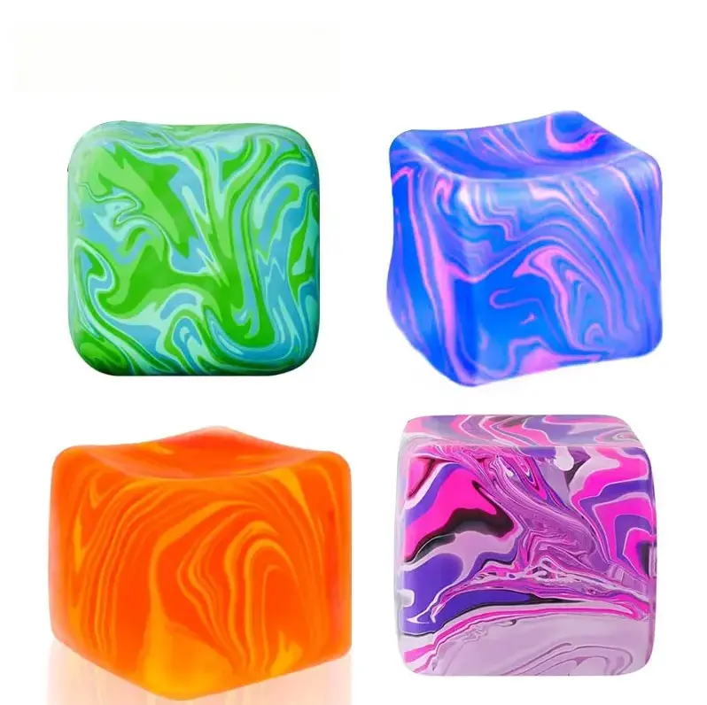4Pcs Stress Relief Squishy Cube Toy, Stress Cubes, Kids Sensory Fidget Ball, Squishy Sensory Play, Soft Candy Block, Autism Gift, Classroom Prize, Office Desk Accessory, Christmas, Halloween