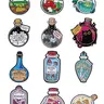 12 Magic Bottle Badge Set Cute Seal Series (Cat/Mushroom/Frog Wizard Style Collectibles/Backpack Charms Drop Set Pins Alloy Brooch Pin Decor Pins Brooch Pin Clip