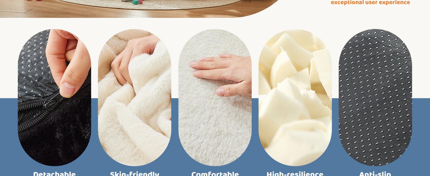 Kids Bean Bag Chair, Stuffed Toddler Couch with Faux Rabbit Fur Cover for Teens & Kids, Comfy Lazy Sofa Chair for Reader, Living Room, Bedroom, Aged 4-12 Years