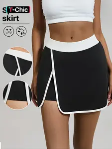 High Waist Sporty Skirt with Side Pockets, High Waisted Skorts, Sports Skirt, Durable Fabric for Running Gym Yoga, Slim-Fit Design, Two Colors Available