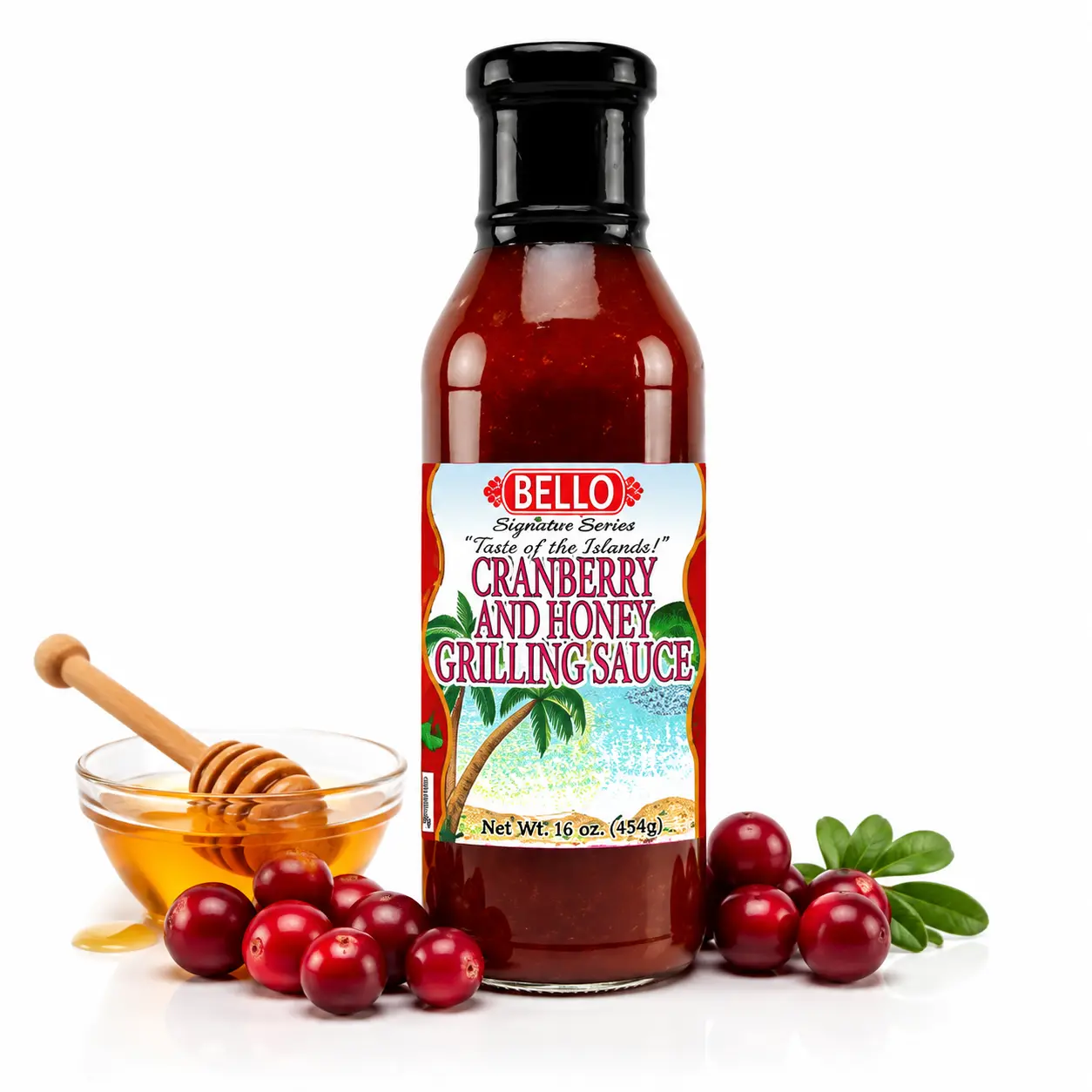 Bello Signature Cranberry Honey Grilling Sauce – Premium Sweet & Savory BBQ Sauce with Cranberry and Honey Flavor – Gourmet Glaze for Chicken, Ribs, Steak, Seafood, Marinades, Grilling, Dipping & Creative Recipes