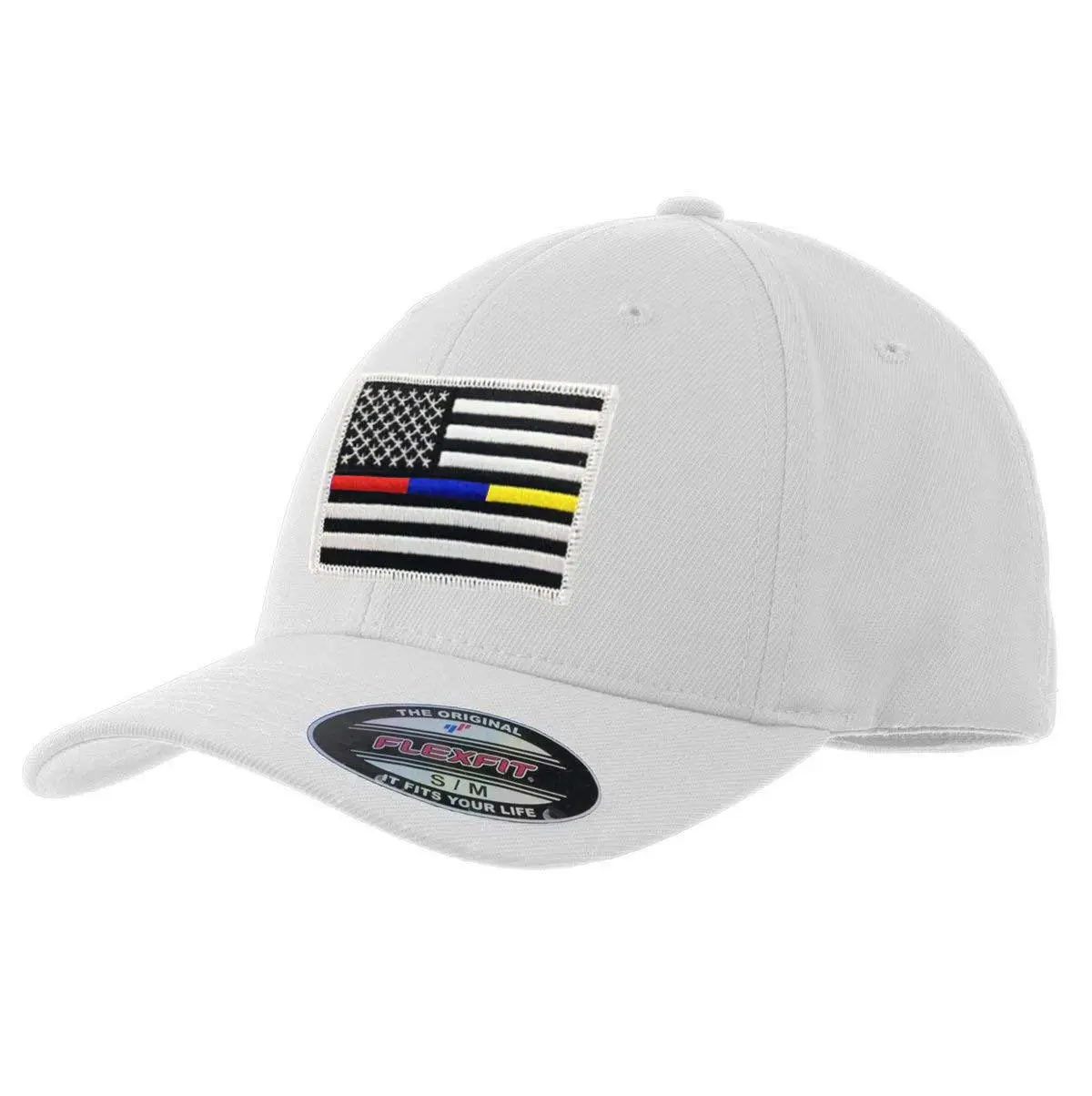 FlexFit Police/Dispatch/Fire American Flag Hat, White