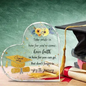 College Graduation Gifts for Her Women Inspirational all Graduation Gifts, Graduate Gifts Class of all, Grad Keepsake for College High School PHD Masters Degree Heart Acrylic Paperweight