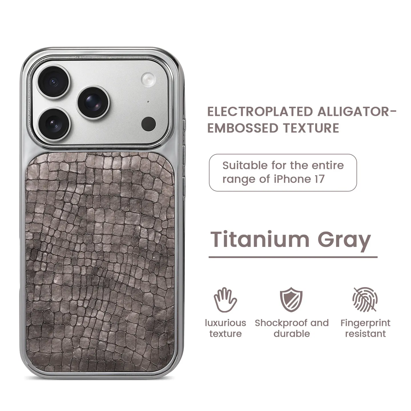 Luxury Embossed Crocodile Pattern Leather Smartphone Case - Shiny Electroplated Protector for Handheld Devices with Large Cutouts, Mobile Phone Accessory