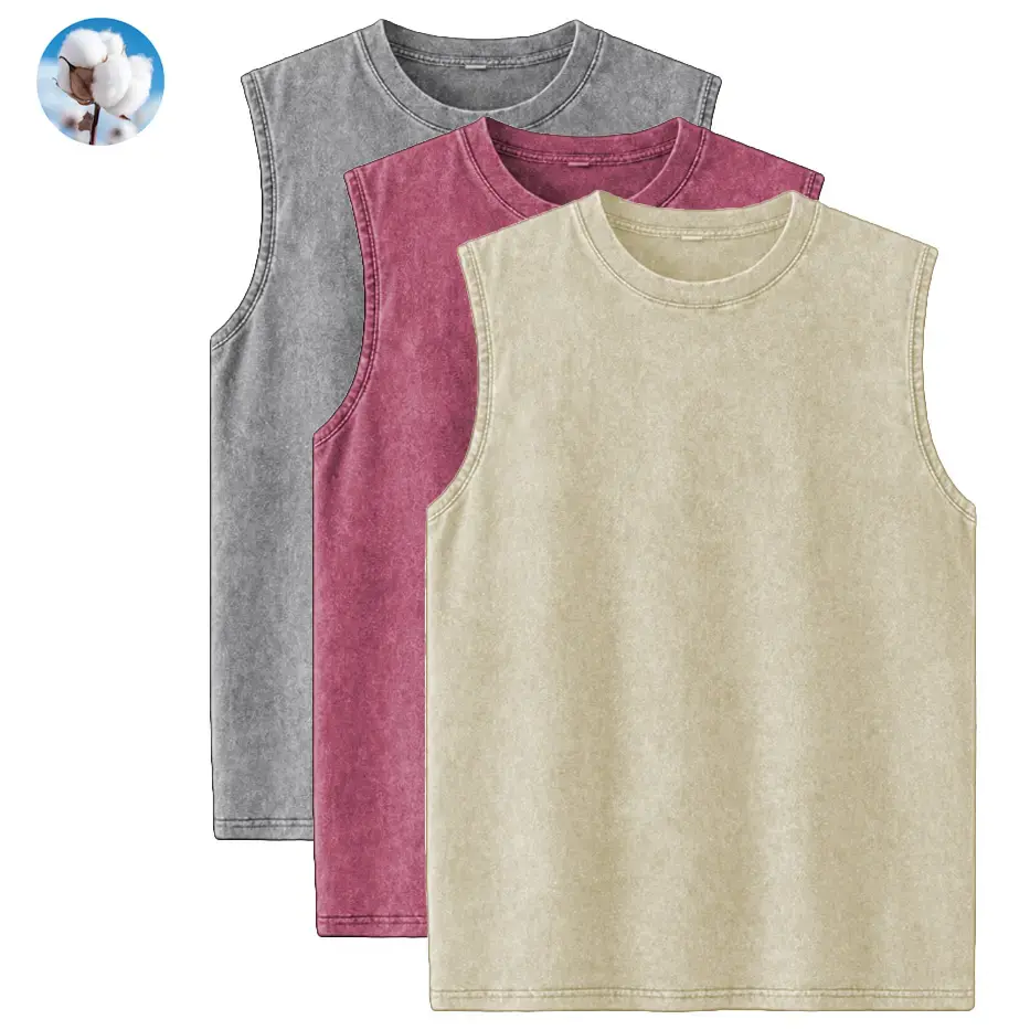 Unisex cotton workout tank tops/sleeveless acid wash T shirts/cut off muscle shirts; loose fit running gym tees; unisex vest T shirt for men and women; classic menswear; soft baggy outfits; oversized stylish vintage.