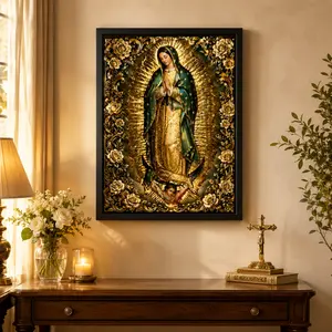 Virgin Mary Pattern Unframed Painting, Canvas Wall Art, Decorative Painting for Home Living Room Bedroom, Decoration
