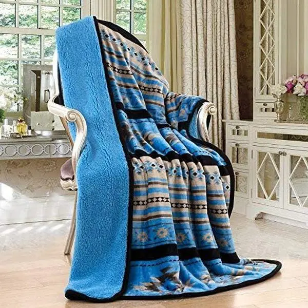 Nu Trendz Southwest Design Sherpa Lined Soft Fluffy Throw Blanket, 50"x60" Premium 100% Polyester Microfiber, Cozy All-Season Warm Plush Blanket, Soft Fluffy Blanket