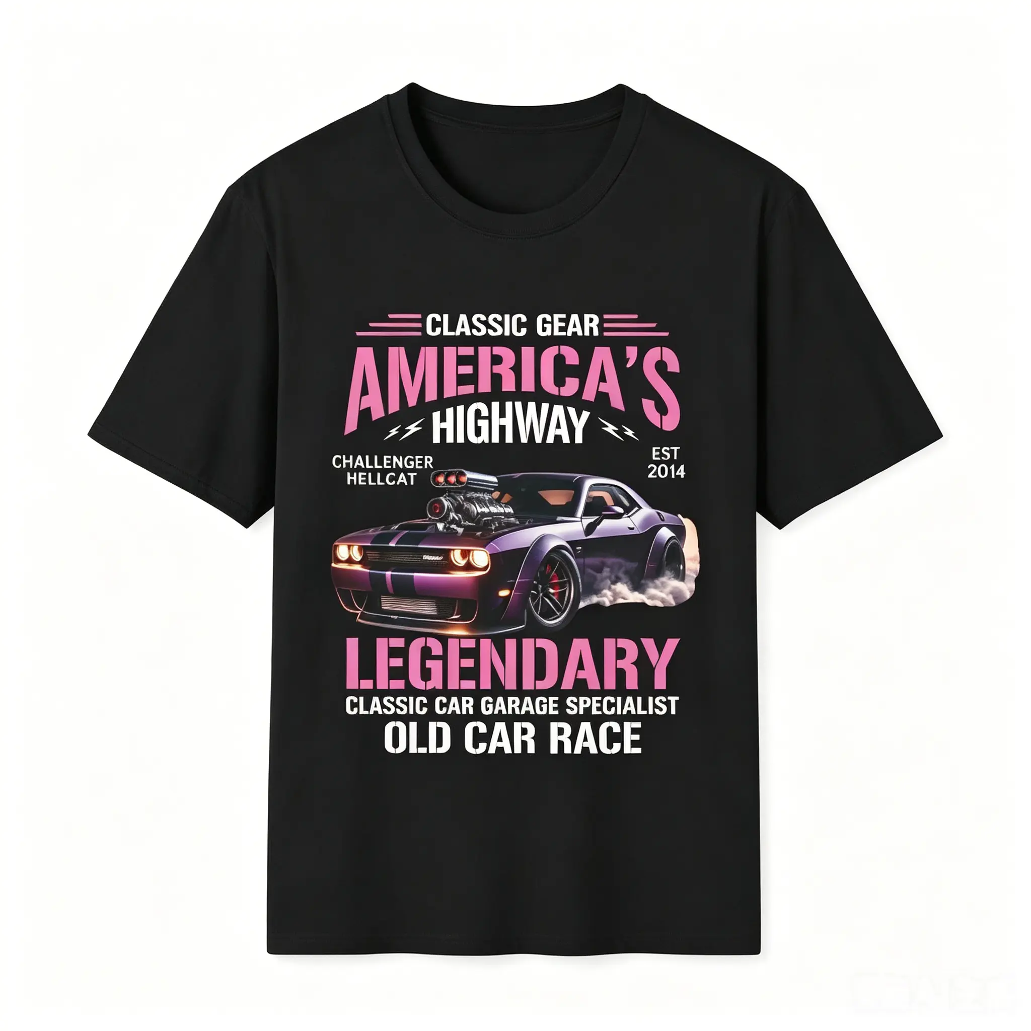 Hellcat Muscle Car Shirt Vintage Racing Graphic Tee Car Guy Automotive T-Shirt