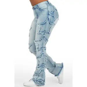 Sinayah Light Wash Stacked Flare Jean