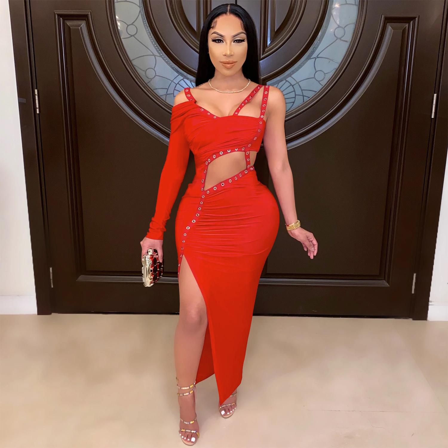 Sexy Irregular Cut-Out Club Dress for Women Long Dress