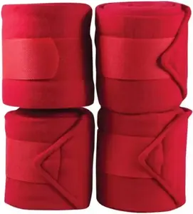 Fleece Horse Polo Wraps Set of 4 Bandages 4" Width 3 Meters Length Red Comfortable and Durable