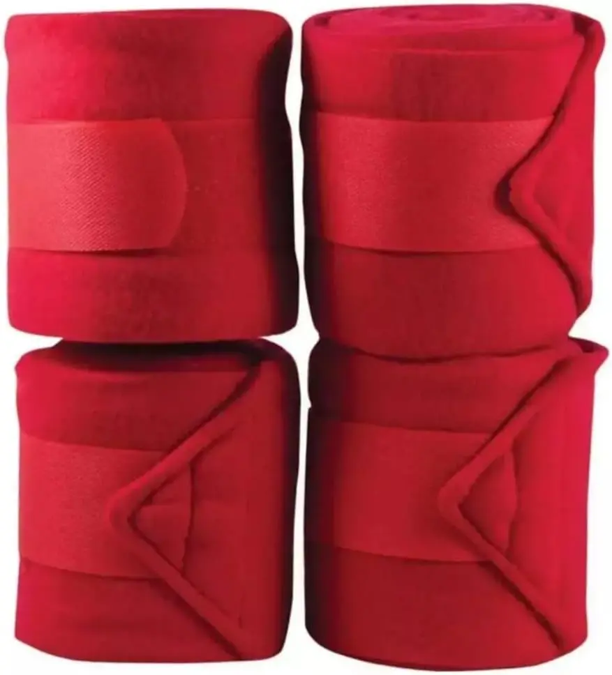 Fleece Horse Polo Wraps Set of 4 Bandages 4" Width 3 Meters Length Red Comfortable and Durable