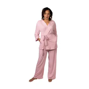 Home Recovery Pajamas in Rose Pink - Comfortable Pajamas with Elastic Waistband for Loungewear Nightwear