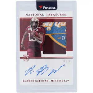 Rashod Bateman University of Minnesota Autographed 2021 Panini National Treasures Bowl Relic #99 #10/10 Rookie Card - Fanatics Authentic Certified