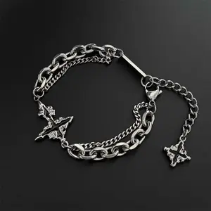 Dissolving Dark Cross Bracelet Daily Length Adjustable Cross Pendant Bracelet Men and Women Gift