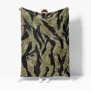Tiger Stripe Camo Flannel Blanket for Bedding Room Sofa Soft Blanket All Season Use Warmth Gift summerwins
