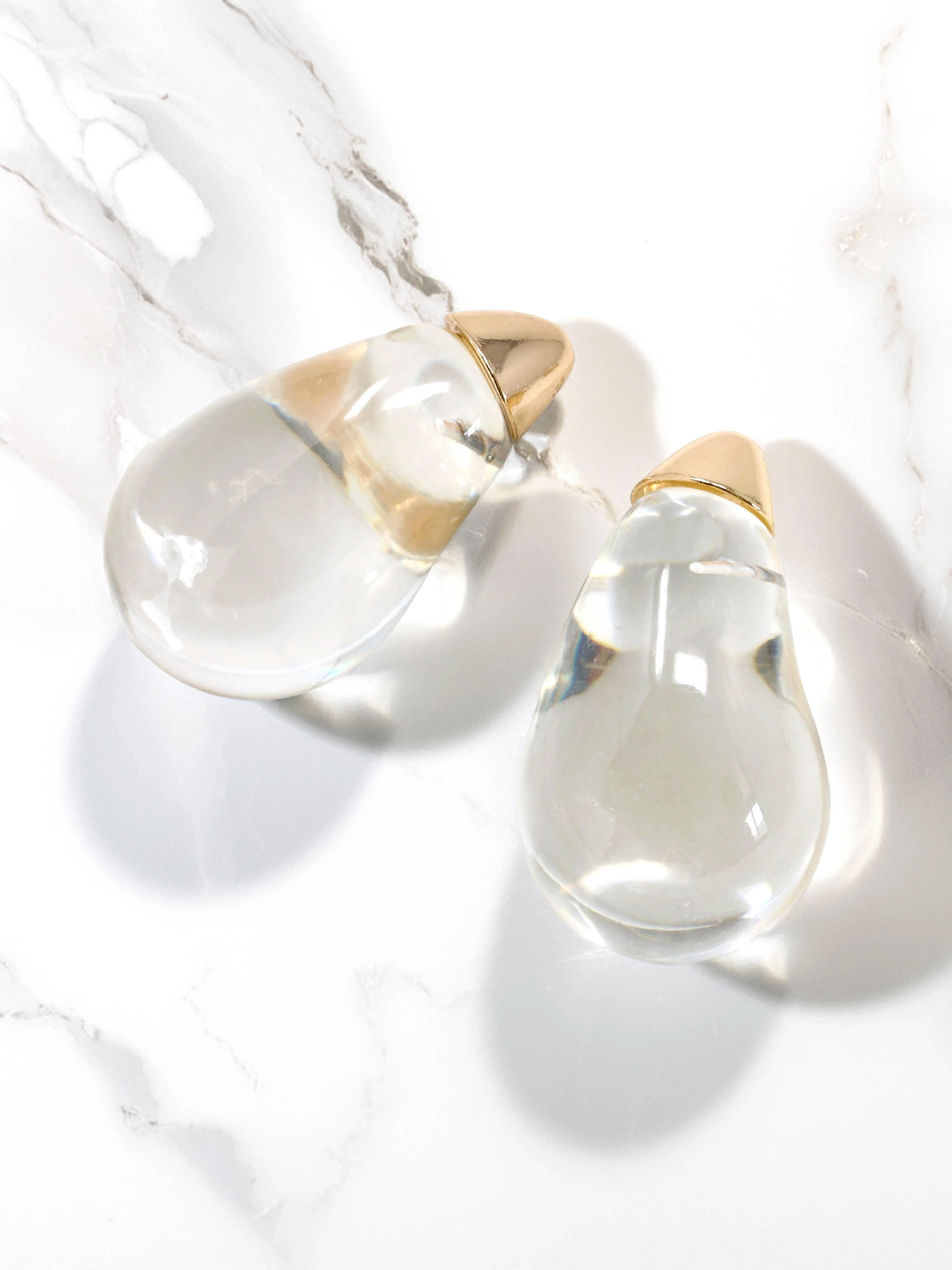 Bauble Sky Puffy Teardrop Clear Resin Stud Earrings