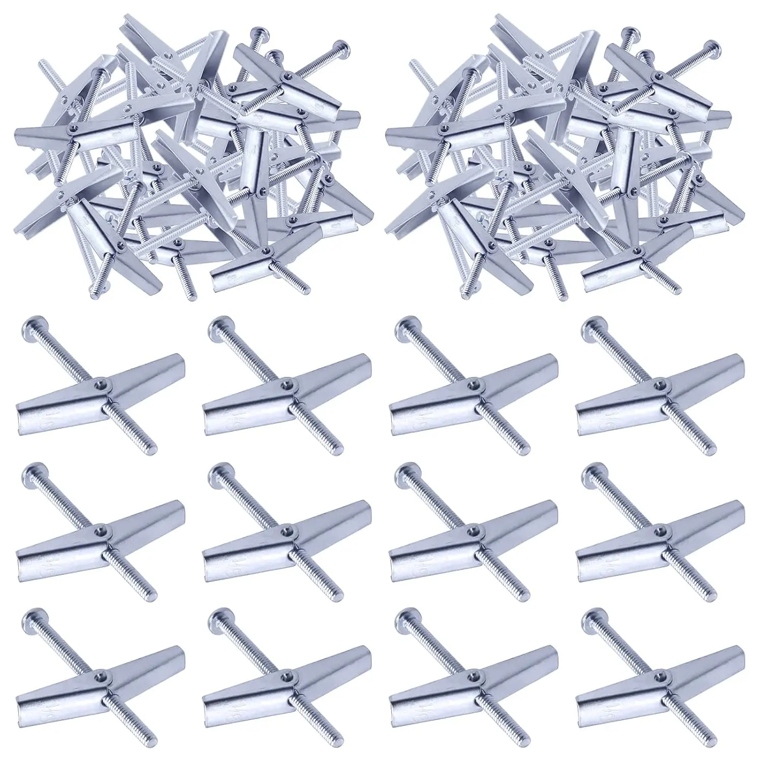 Swpeet 30Pcs 1/8 Inch Toggle Bolt and Wing Nut Kit for Hanging Heavy Items on Drywall