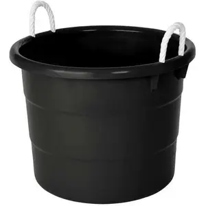 Storage Tub w/Rope Handles, 19 Gal, Black