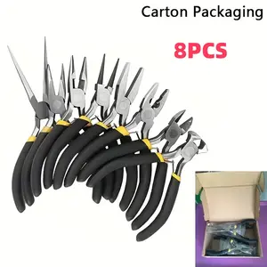 8-Piece Portable Pliers Set, Ergonomic Design Multi-Function Repair Tool Kit, Includes 4.5 Inch Mini Bending Pliers, Needle Nose Pliers